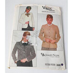 Vogue 2828 Sewing Pattern Semi Fitted Jackets Designer Joseph Picone Size 14 Unc